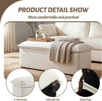 Ya-Home Modern Storage Bench Linen Fabric, Upholstered Storage Ottoman Entryway Bench with Seating for Bedroom Living Room, Beige