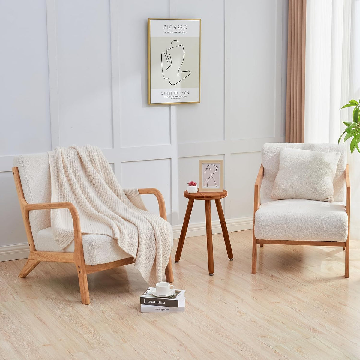 Small Round Side Table Adjustable Height Solid Wood Drink Table Indoor Tall Plant Stand Multi-Use Accent Stool-11‘’D × 20“H (Walnut)