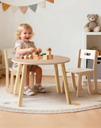 ROBUD Wooden Toddler Table and Chair Set, 2 Height Adjustable Toddler Chair Ages 3-8, Kids Desk for Classroom/Daycare/Home, Children Multi-Activity Table, WG425