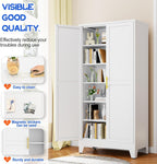 GAIOUS 75.2" Tall Metal Storage Cabinet with 2 Doors & 5 Adjustable Shelves | New upgrade Kitchen Pantry Cabinet, White Freestanding Cupboard, 6 Tier Steel Storage for Office, Kitchen, Dining, Garage