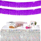 We Moment 6 Pack 10 Feet Purple Foil Fringe Garland Streamers Metallic Tinsel Banner Wall Hanging Fringe Curtain Glitter Backdrop Banner for Parade Floats Wedding Birthday Purple Party Decorations