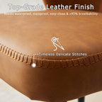 Dining Chairs Set of 2, Caramel Brown Mid-Century Modern Faux Leather Upholstered Chairs, Ergonomic Curved Backrest, Metal Legs, Easy-to-Clean for Kitchen, Dining Room, Living Room