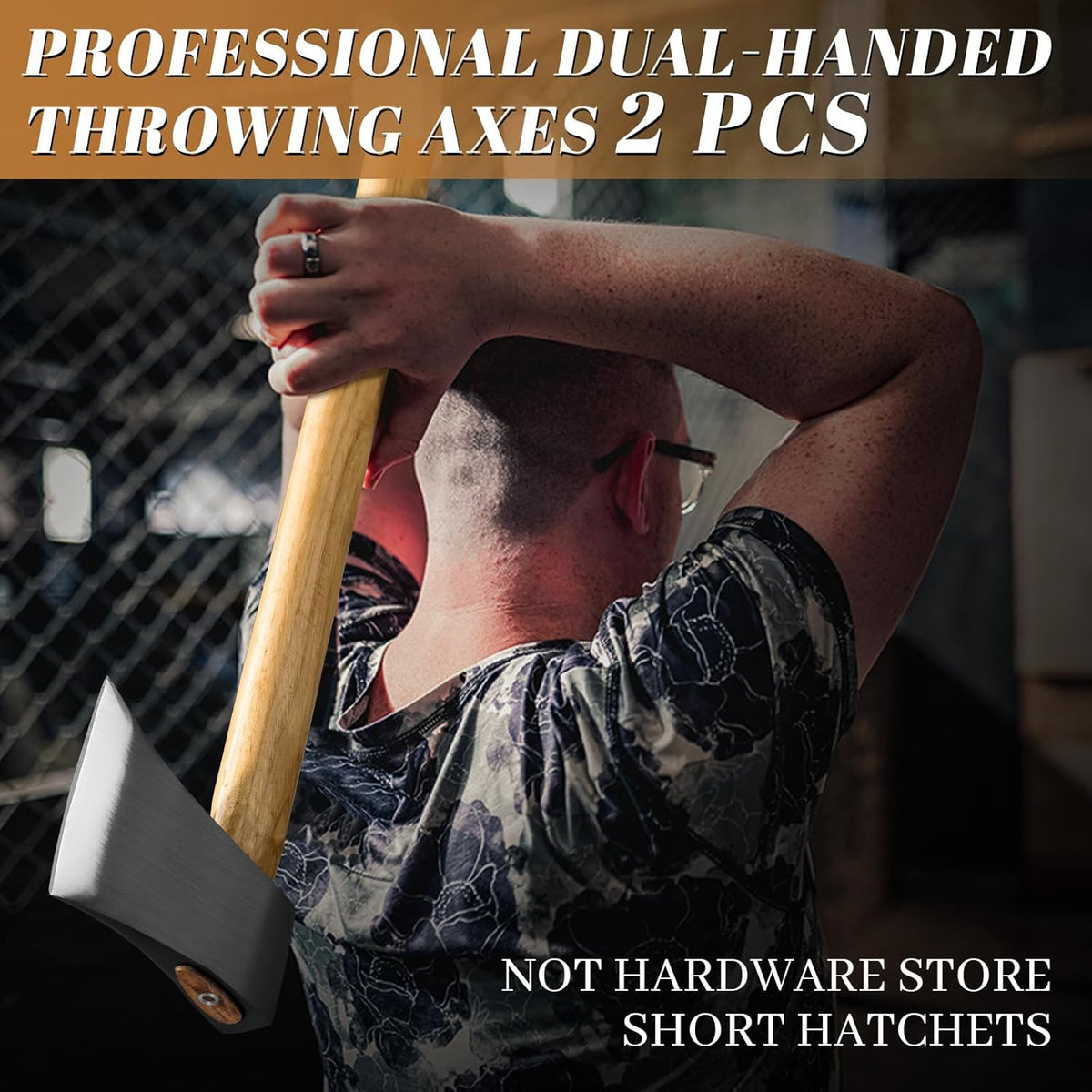 Dream Reach Throwing Axe Set - 2 PCS Professional Hatchets with Wooden Handle, 20.5" Hand Forged Throwing Game Axes for Backyard, Competition