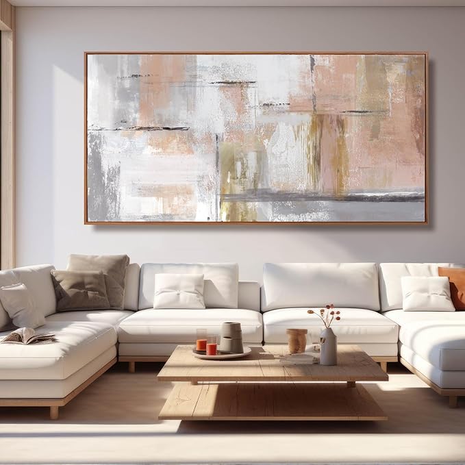 Kureful Large Painting Gold Abstract Wall Art for Living Room Bedroom Office Modern Artwork Graffiti Home Decor 30x60 Inches Ready to Hang