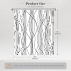 Punkray Black and White Striped Wavy Line Polyester Shower Curtain for Bathroom, Extra Long 84 Inches, Weighted Hem, Waterproof Bath Accessories - Machine Washable