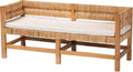 Bali & pari Ismael Accent Bench - Handwoven Seagrass Accent Seating with Mahogany Wood Frame, Raised Back Bench for Entryway or Living Room