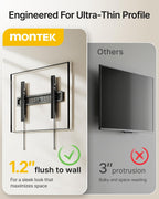 monTEK Ultra Slim Tilting TV Wall Mount for 43–95 inch TVs Holds 150 lbs | 1.2 in Low Profile, 0~-12° Tilt, 4X Safety Tested, Max VESA 800x400mm, Fits 16/18/24 in Wood Studs, Living Room, Home Theater