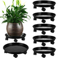 6 Packs Plant Caddy with Wheels 11.8" Plastic Rolling Plant Dolly Coasters Heavy-Duty Wheeled Planter Mover Rollers Indoor Outdoor Wheeled Flower Pot Base Suacers with Casters, Black