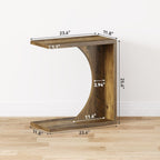 LITTLE TREE C Shaped End Table for Sofa & Bedroom - Small Side Table for Living Room, Over Couch Tray Stand for Laptop, Snacks, Books, Brown, 1 Pack