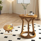 Round Side Table, Farmhouse End Table for Small Spaces, Accent Table for Living Room, Bedroom, Home Office (Brown, 1-Pack)