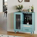 Modern Wine Bar Cabinet with Tempered Glass Door – Wine Rack, Drawers & Ample Storage – Freestanding Sideboard Buffet for Dining Room, Kitchen, or Coffee & Liquor Display – Green