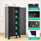 SISESOL Metal Storage Cabinet with Doors and Shelves,Black Storage Cabinet with Leg,Metal Pantry Cabinets,Ventilated Pantry Closet,Tall Large Cupboard for Home,Kitchen,Dining/Living/Laundry Room