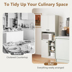 TANGZON Tall Kitchen Cupboard, 3-door Storage Cabinet with Countertop, Open Shelves & Anti-tipping Device, Freestanding Pantry Cupboard Kitchen Units for Dining Room Living Room, White