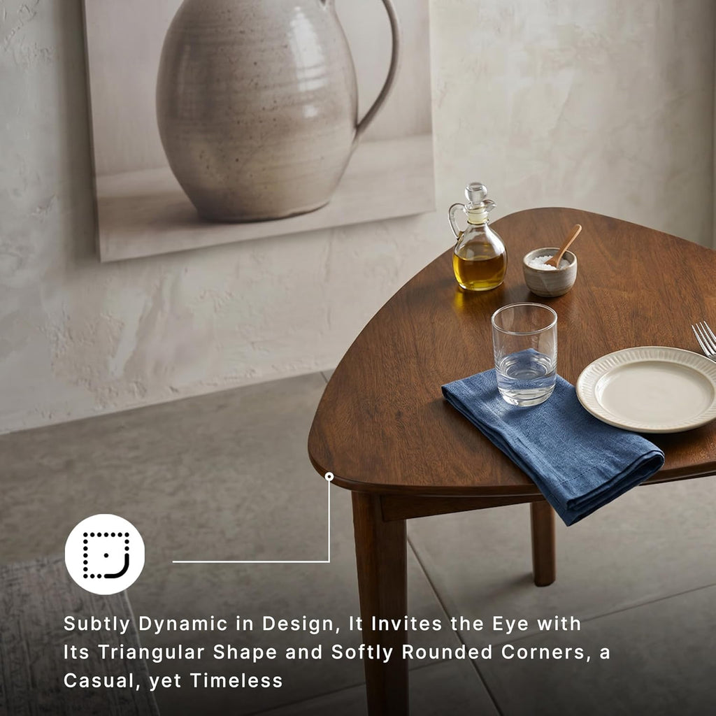 Signature Design By Ashley Lyncott Casual Triangle Dining Room Table, Mid-Century Modern, Seats 3, Rounded Corners, Wood, 35.25" W x 33.5" D x 30" H, Brown