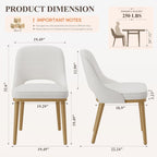 Modern Upholstered Dining Chairs Set of 6, Open Back with Solid Wood Legs, Ergonomic Curved Back Fabric Kitchen Chairs for Dining Room & Kitchen, Living Room Side Chairs, Farmhouse, Beige