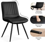 Dining Chairs Set of 4, Modern Dining Chairs with Thick Cushions, PU Leather Upholstered Kitchen Dining Room Chairs with Metal Legs for Dining Living Room (Black)