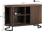 HUAHUU Sideboard Buffet Cabinet with Storage, 54.3" Fluted Tambour, Adjustable Shelves, Mid Century Modern Console for Living Room Kitchen Walnut