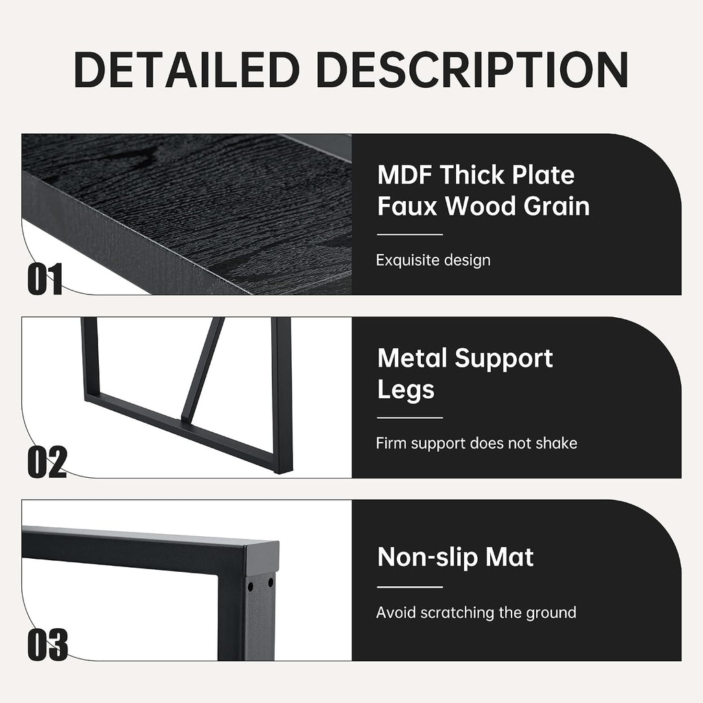 55" Black Dining Table Set for 6, 7 piece Modern Dining Table Set with Farbic Chairs, Farmhouse Kitchen Table Chairs Set of 6 Suit for Living Dining Room Furniture, Sturdy and Easy-to-Clean