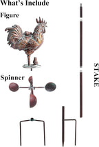 Metal Rooster with Chicks Garden Spinner,79" Large Metal Kinetic Wind Spinner for Outdoor Garden Yard Decor,Antique Copper Chicken Rooster Sculpture Statue Yard Art Wind Spinner for Patio Lawn