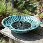 12.3" Solar Fountain Bird Bath for Outside, Metal Solar Bird Bath Fountains, Bird Bath Bubbler for Garden Patio Decor-Blue
