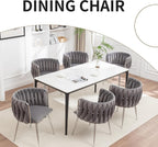 Velvet Dining Chairs Set of 6, Upholstered Dining Room Chairs with Metal Legs, Sillas de Comedor Modernas 6, Modern Kitchen Chairs for Dining Room, Living Room, Kitchen, Bedroom, Grey