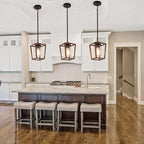 SGLfarmty Farmhouse Bar Pendant Lighting for Kitchen, Single Pendant Island Light with Wooden Finish，Modern Industrial Metal Pendant Light Fixtures，Rustic Ceiling Lantern Hanging Light,1 Pack