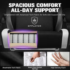 GTPLAYER Big and Tall Gaming Chair 350lbs Heavy Duty Office Chair with Foot Rest, High Back Pocket Spring Ergonomic Computer Chair for Adults, Wide Comfy Seated Cushion with Linkage Armrests, Black