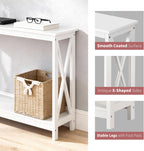 ZenStyle Sofa Side Console Table with 2 Storage Shelves Narrow Accent Table for Entryway/Hallway/Living Room, 39.3in L x 11.8in W x 31.6in H (White, 39.3 inch)