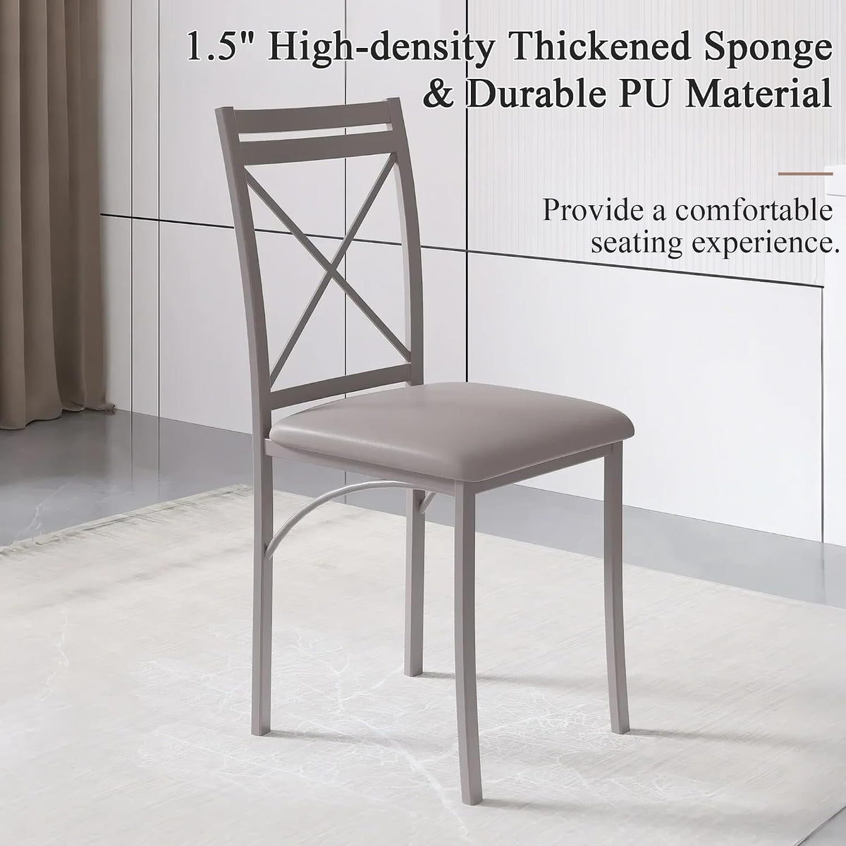 VECELO 5 Piece Dining Table Set for 4, Wood Grain Dinette with Chairs for Kitchen, Breakfast Nook, Small Space, Light Grey