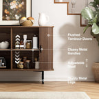 FiveWillowise 47''W x 32''H Buffet Sideboard Cabinet with Storage, Fluted Storage Accent Cabinet with Curvy Edge, Sliding Door, Credenza, Console Table for Living Room, Kitchen, Walnut