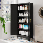 pozdeg 71" Tall Kitchen Pantry Cabinet, Metal Storage Cabinet with 2 Doors and 4 Adjustable Shelves, Black Food Pantry Cupboard for Kitchen, Dining Room, Living Room and Bathroom (Black)