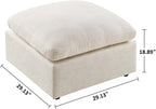 VANOMi Upholstered Square Modular Ottoman for Modular Sectional Sofa, Ottoman Footrest and Seat Cube for Living Room, Chenille