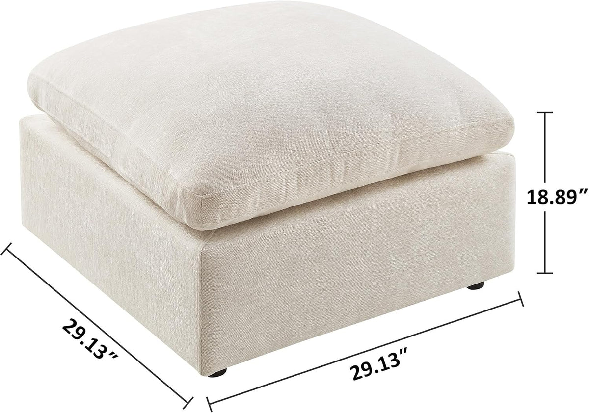 VANOMi Upholstered Square Modular Ottoman for Modular Sectional Sofa, Ottoman Footrest and Seat Cube for Living Room, Chenille