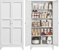 Yizosh Metal Storage Cabinet Kitchen Pantry Cabinet 4 Adjustable Shelves Kitchen Pantry Cabinet for Livingroom Pantry Bathroom Kitchen 75.6" H x 35.4" W x 17.7" D White