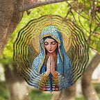 Virgin Mary Prayer Wind Spinner, Metal Wind Spinners Outdoor Indoor, Religious Virgin Mary Hanging Garden Decor for Outside, Stainless Wind Spinners for Yard and Garden 10 inch 3D (25.76X25 CM)
