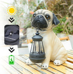 Afirst Solar Dog Garden Statue with Solar Lantern Outdoor Garden Pug Statues Figurines Lights Decorations for Patio Balcony Yard Ornament Outdoor Decor Gift