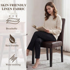LSSBOUGHT Modern Dining Chair Set of 6,Urban Style Leather Kicthen Chairs with Solid Wood Legs for Dining Room and Restaurant (Brown-Quilted backrest)
