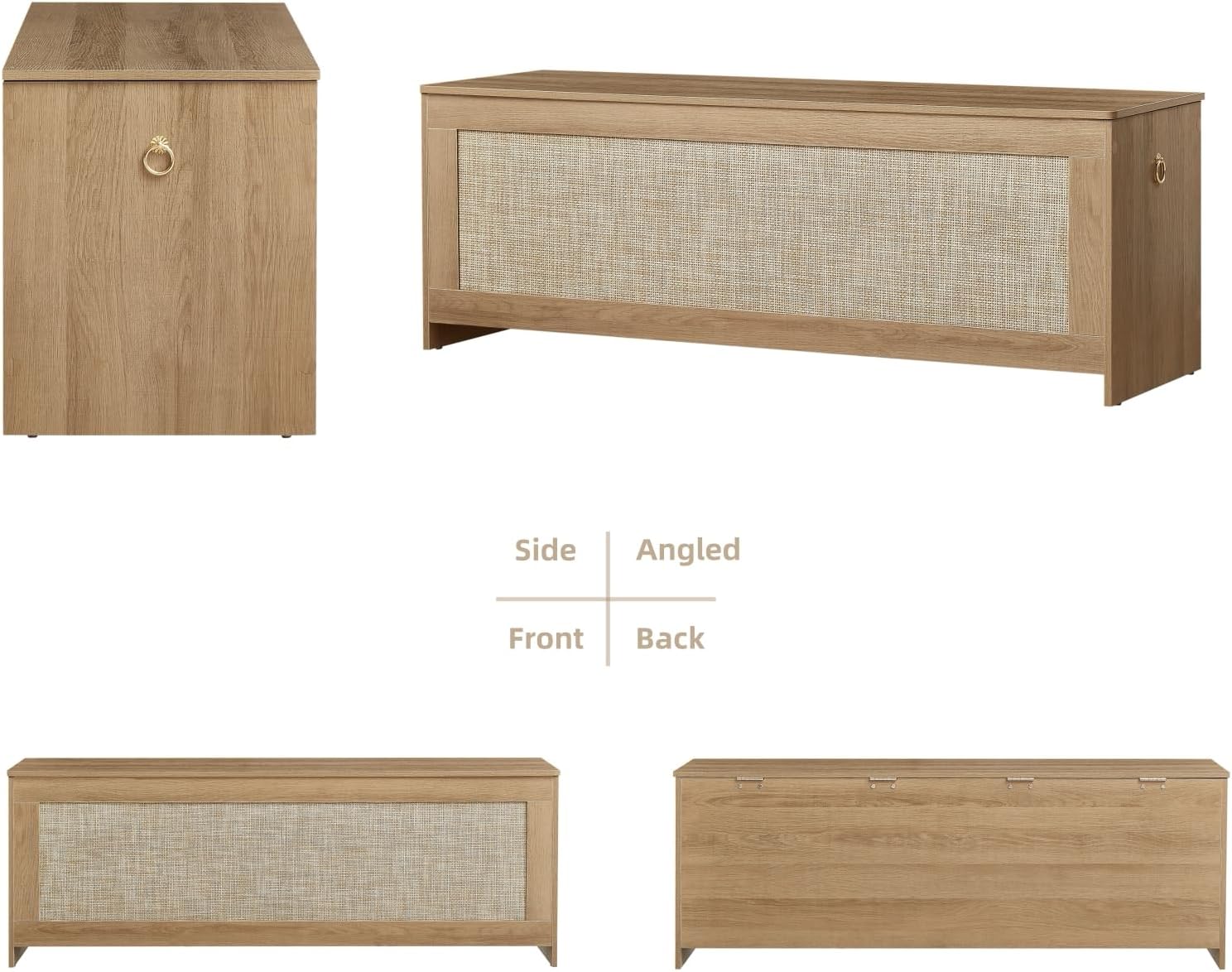 51.2" Storage Chest Extra Large,Storage Bench with 2 Safety Hinges,Wooden Shoe Bench,51.2x15.7x18.3 Inch,Easy Assembly,Storage Bench for Bedroom,Living Room,entryway(Cherry Brown)