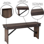 Taylor & Logan Ingles 40'' x 12'' Mahogany Solid Pine Folding Farm Bench