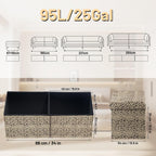 Bsketa Storage Ottoman Bench, 34" Folding Velvet Foot Rest,Leopard Print | Large Ottoman with Storage, Thicker Foam Padded Seat, Livingroom, Dorm, Bedroom, Easy to install, 86L,34 x 13 x 13in