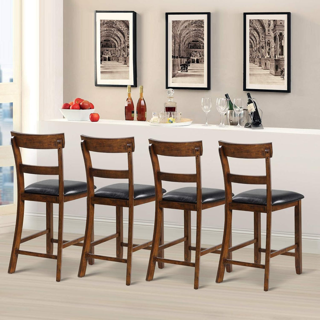 ERGOMASTER Dining Chairs Set of 4, Farmhouse 25.5" Bar Chairs, Rubber Wood Barstools with Backs, Upholstered Counter Height Bar Stools
