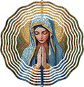 Virgin Mary Prayer Wind Spinner, Metal Wind Spinners Outdoor Indoor, Religious Virgin Mary Hanging Garden Decor for Outside, Stainless Wind Spinners for Yard and Garden 10 inch 3D (25.76X25 CM)