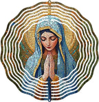 Virgin Mary Prayer Wind Spinner, Metal Wind Spinners Outdoor Indoor, Religious Virgin Mary Hanging Garden Decor for Outside, Stainless Wind Spinners for Yard and Garden 10 inch 3D (25.76X25 CM)