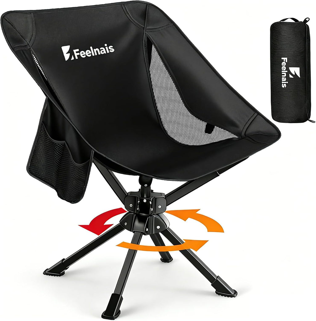 Portable Camping Chairs for Adults, Comfy Folding Camp Chair | 3.5 lbs Lightweight, 10 Seconds Quick Setup, Side Pocket, Storage Bag Easy to Carry for Outdoor Sporting, Holds up to 330 lbs