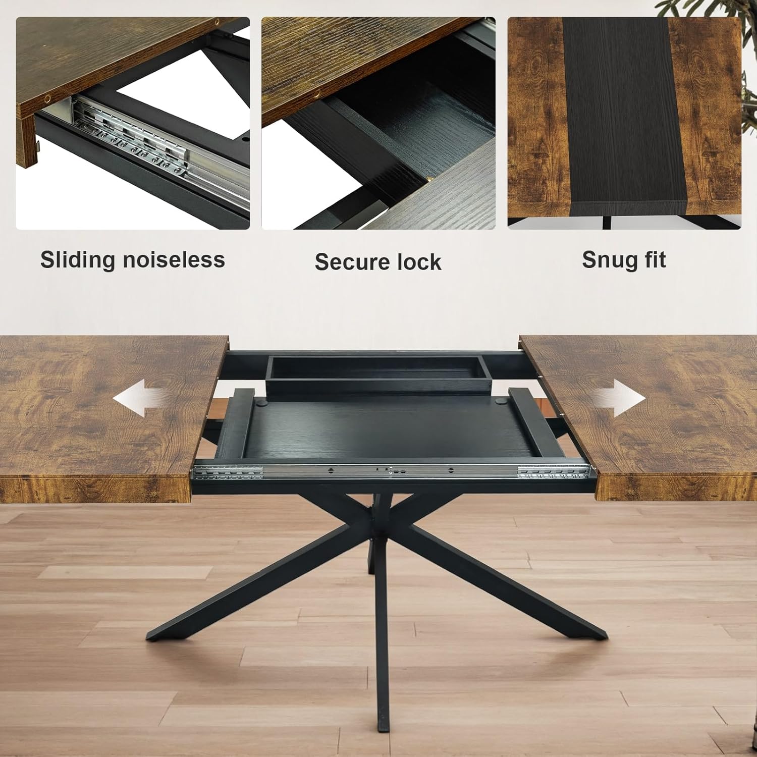 71" Extendable Dining Table for 4-8 People Wooden Dining Room Table Modern Extendable Kitchen Table for Dining Room, Small Space Saving Design, Easy Assembly(Brown)