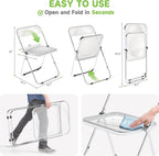Real Relax Acrylic Folding Chairs,Foldable & Stackable Clear Chairs with Metal Chrome Frame, Indoor and Outdoor, for Home, Office, Party & Events,Set of 6,350LB,Transparent