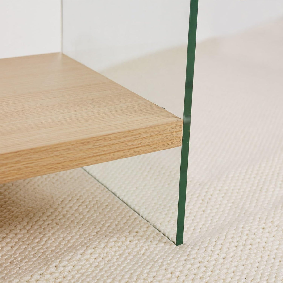 Console Table 2-Tier: 39.4 in Wide Rectangle Wood Shelf Glass Sides | Modern Desk Console Sofa Table Stand for Entryway