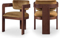 Meridian Furniture Sacha Velvet/Rubberwood Dining Chair, Saddle, Set of 2