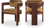 Meridian Furniture Sacha Velvet/Rubberwood Dining Chair, Saddle, Set of 2