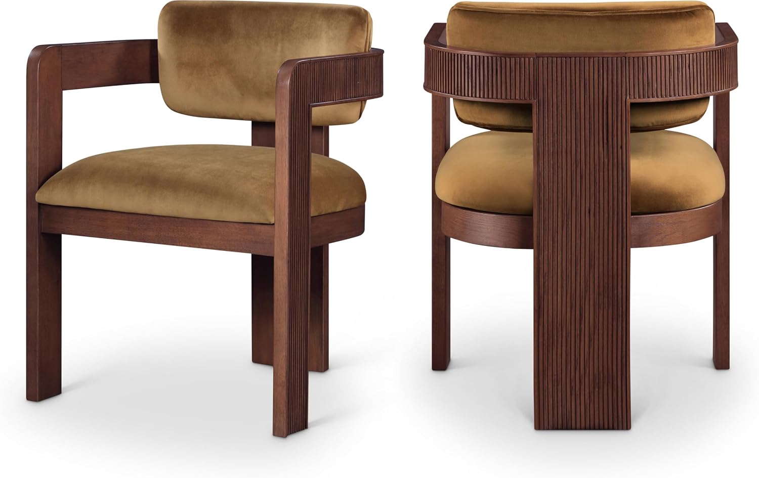 Meridian Furniture Sacha Velvet/Rubberwood Dining Chair, Saddle, Set of 2